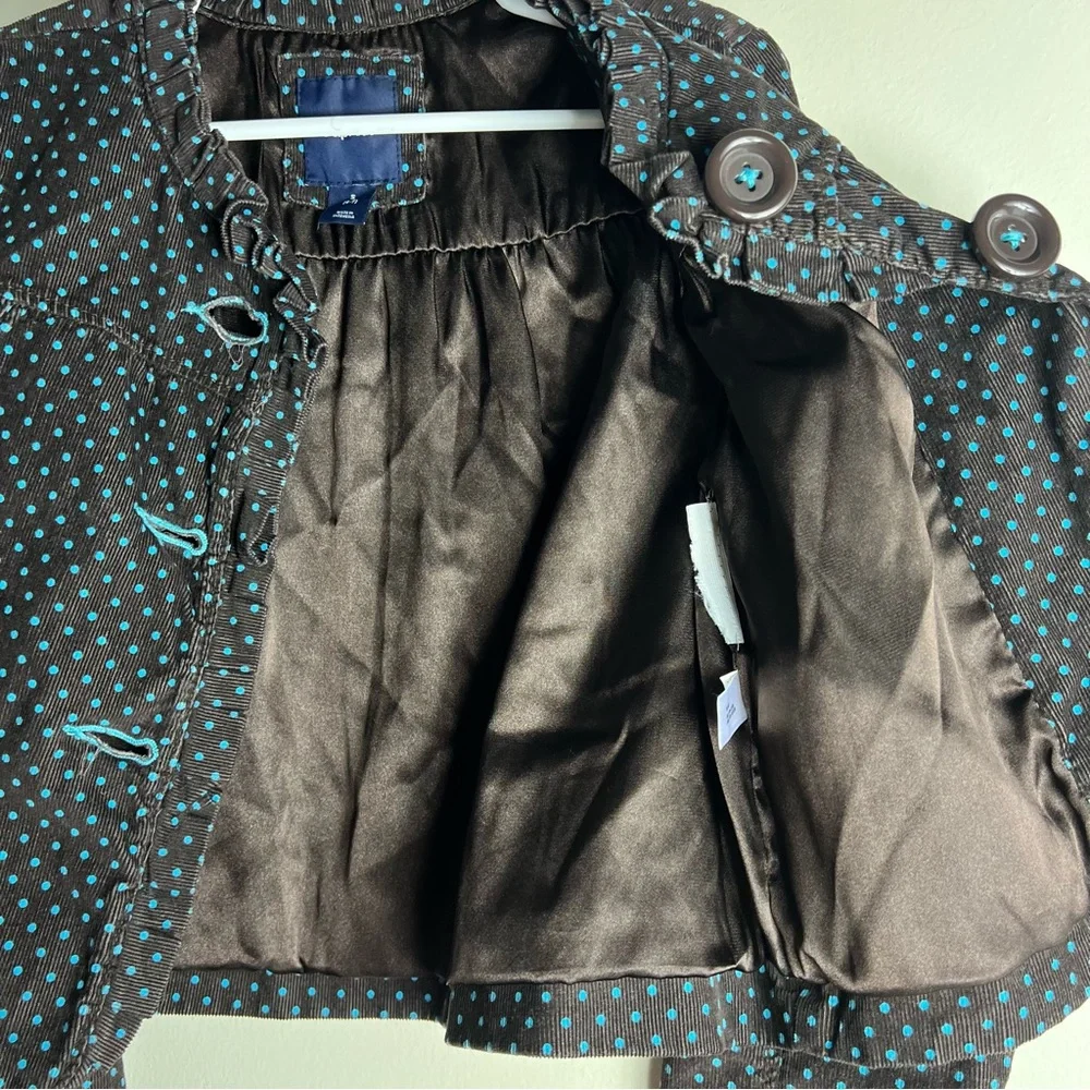 Gap Kids Polka Dot Corduroy Jacket Girls Size S 6-7‎ Brown Blue